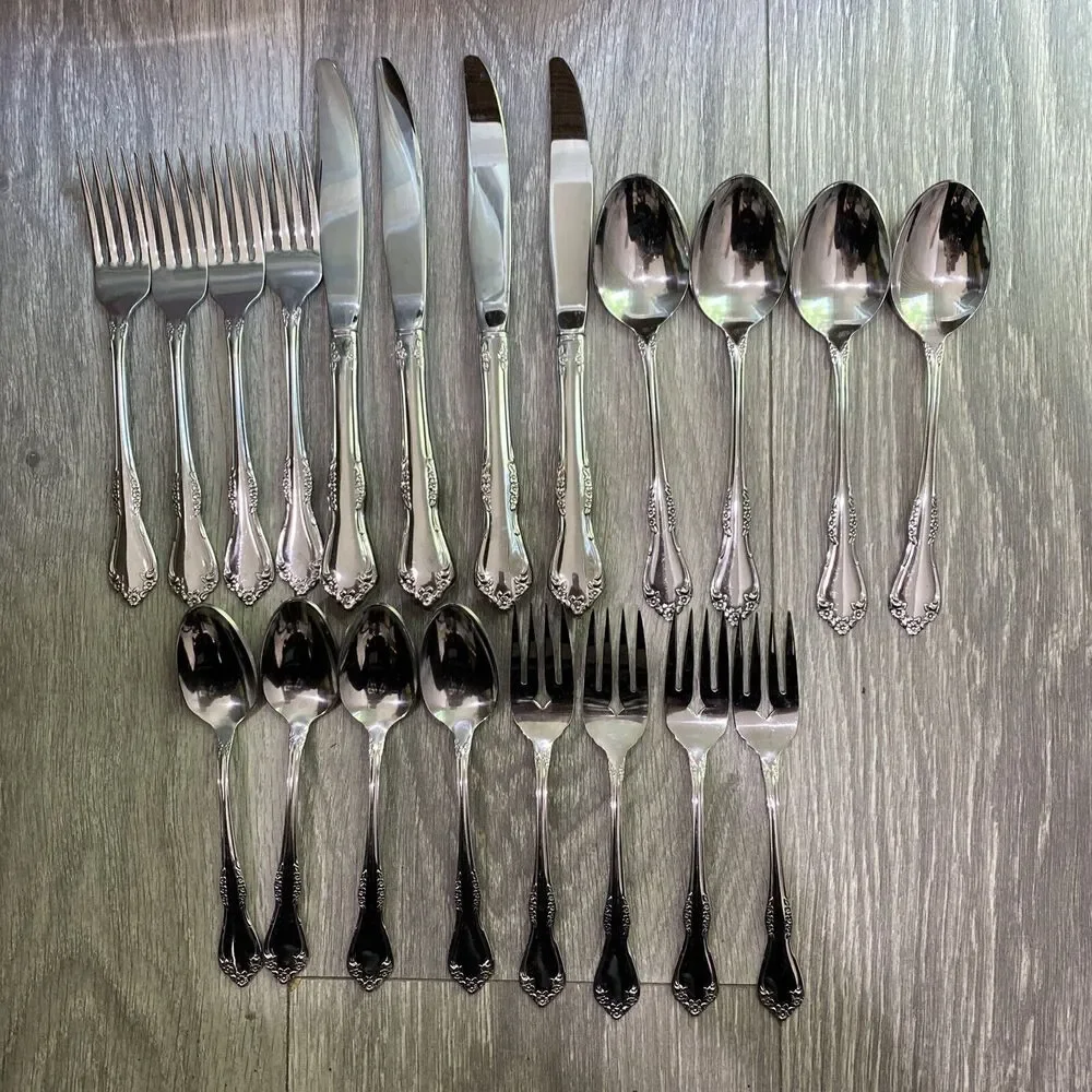 Flatware Service for 4 Rogers Oneida Mansfield Stainless Steel 20 pc Vintage 90s